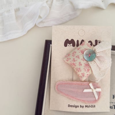 甜美粉色碎花髮夾9