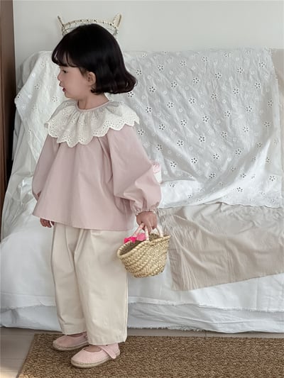 刺繡花邊翻領上衣5