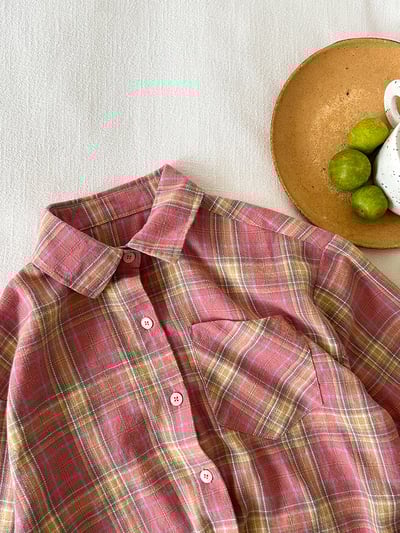 粉紅格子襯衫2
