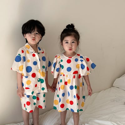 彩色波點洋裝套裝1