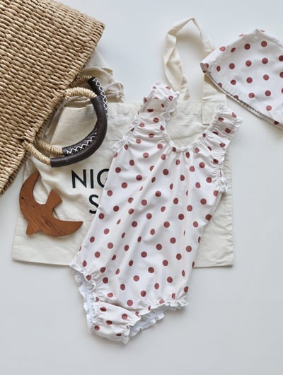 女童條紋連身泳衣含帽5