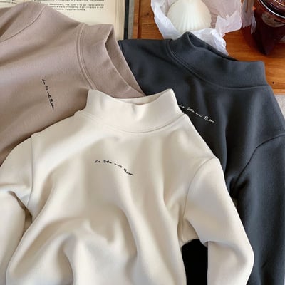 半高領磨毛打底上衣1