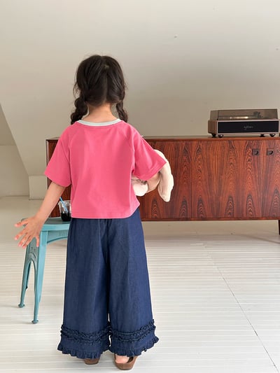 撞色拼袖貓咪短版上衣5