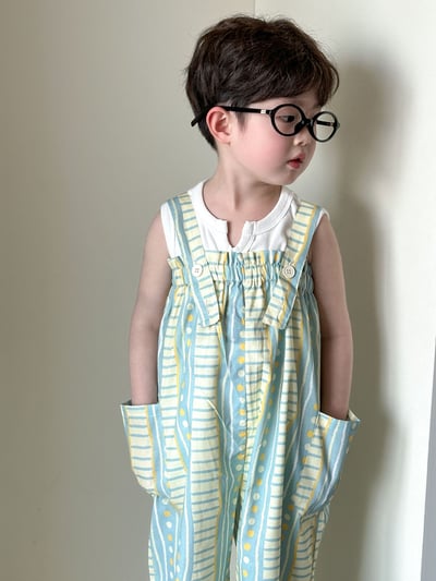 渡假風吊帶寬褲3