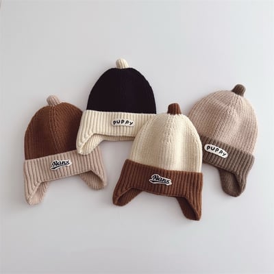 日系配色針織護耳帽2