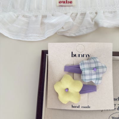 撞色格紋布藝髮飾3