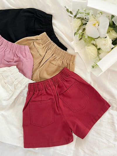 百搭素色口袋短褲9