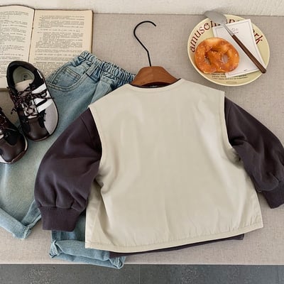 雙面穿杏色格子背心8