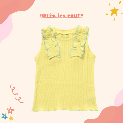 après les cours華夫格荷葉邊無袖上衣1