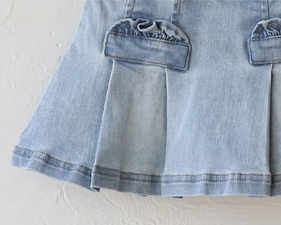 可愛壓褶牛仔短裙7