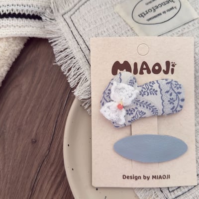 清新藍色布藝髮飾9