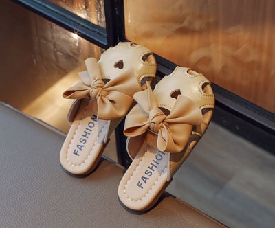 蝴蝶結簍空愛心涼拖鞋4