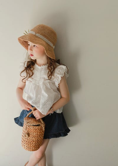 甜美花邊簍空飛袖上衣2