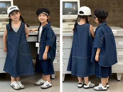 深藍牛仔車線系列親子裝7