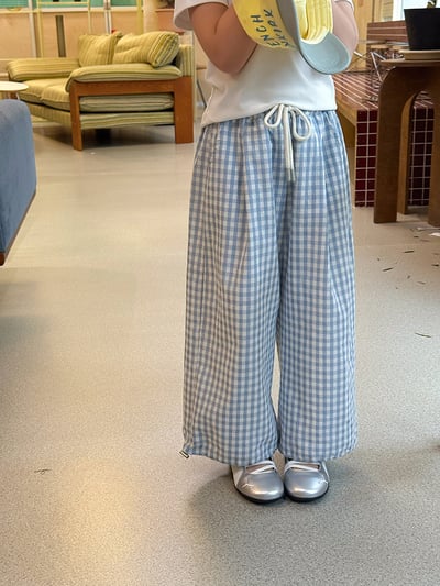 綁帶格紋縮口薄長褲6