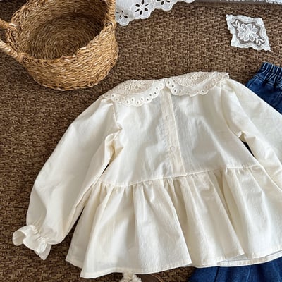 蕾絲領荷葉娃娃衫6