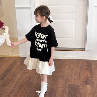 蝴蝶結拼接荷葉連身裙1