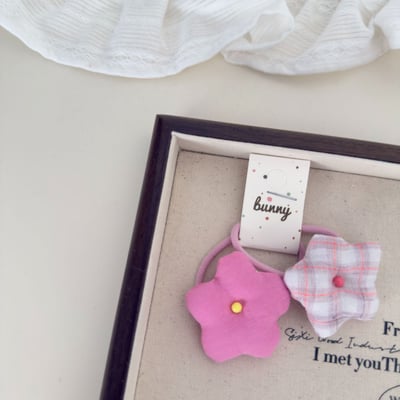 撞色格紋布藝髮飾6