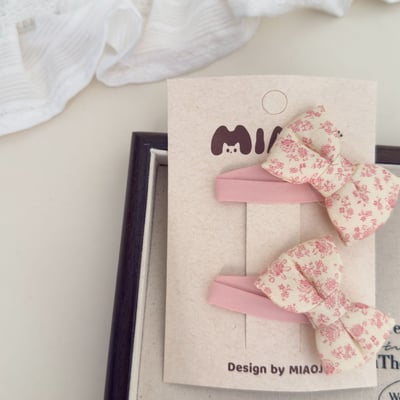 甜美粉色碎花髮夾2