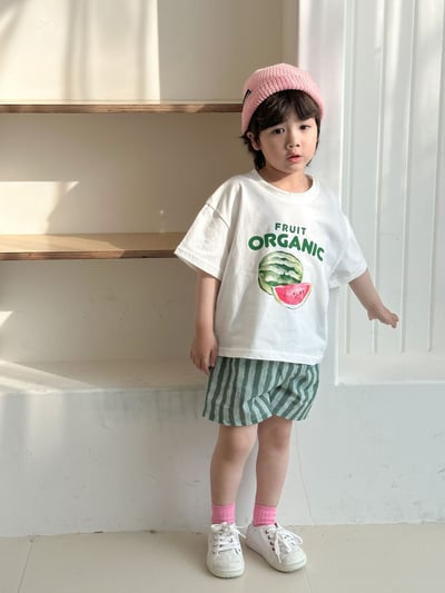 可愛西瓜套裝//條紋吊帶連身裙4