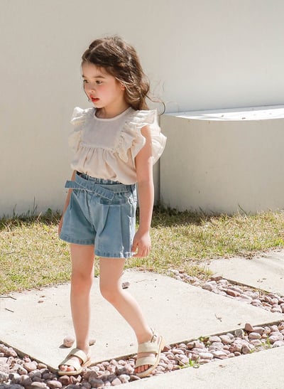 甜美蕾絲荷葉袖上衣3