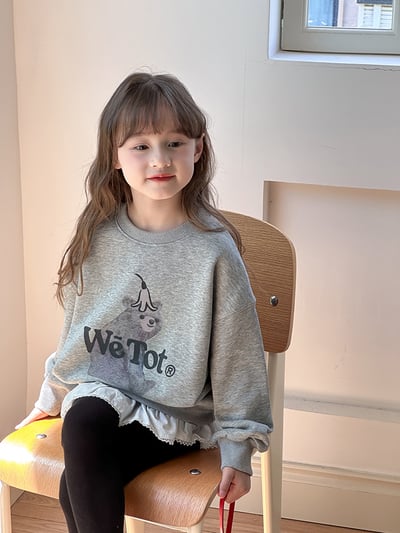 下擺蕾絲假兩件長袖上衣-尺寸1205