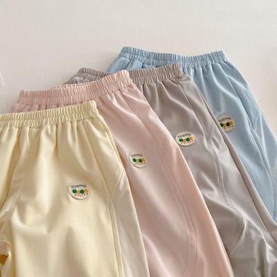 拼接網眼彈性休閒薄長褲2