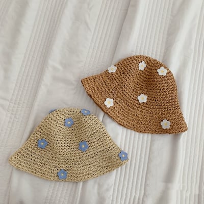 親子款小清新花朵草帽3