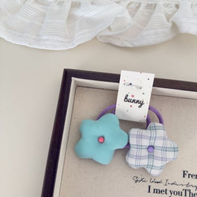 撞色格紋布藝髮飾7