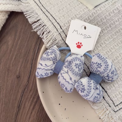 清新藍色布藝髮飾2