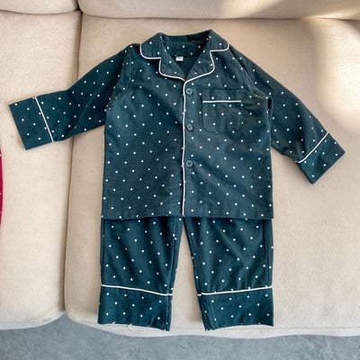 純棉波點長袖家居服7