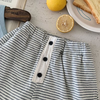 條紋鈕釦棉質短褲4