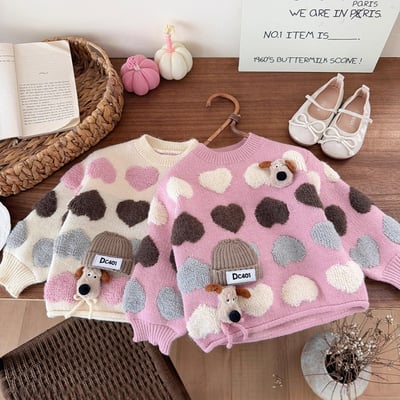 毛絨愛心小狗針織毛衣1