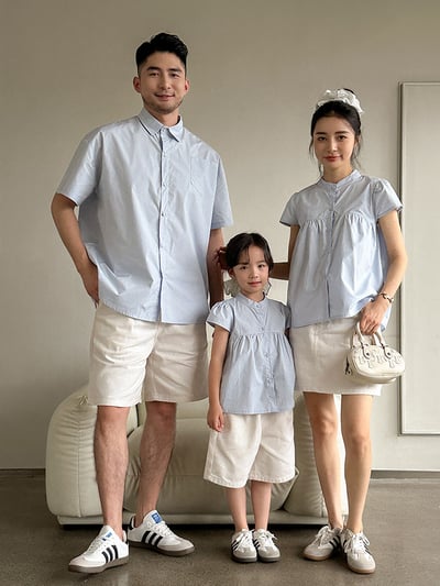淡藍襯衫系親子裝3