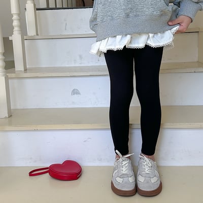 素色坑條彈力內搭褲5