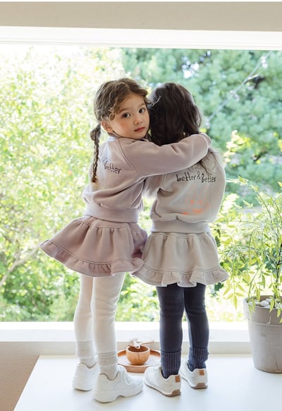 甜美配色假兩件裙褲-粉 尺寸1102