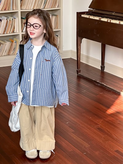 韓版休閒條紋襯衫10
