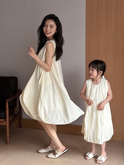 不規則層次無袖母女洋裝3
