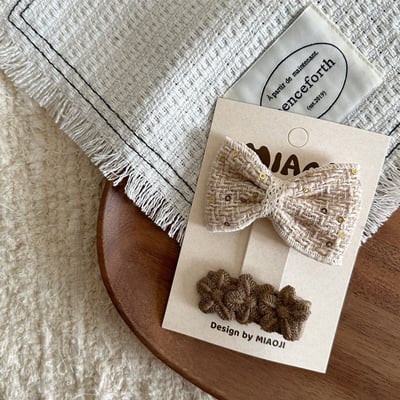 米白系蕾絲蝴蝶結髮夾4