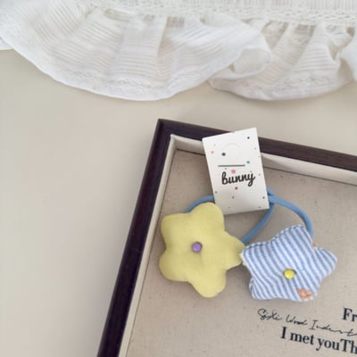 撞色格紋布藝髮飾5