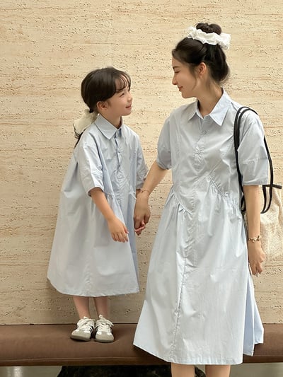 淡藍襯衫系親子裝7