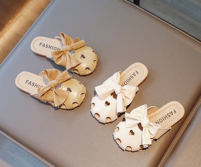 蝴蝶結簍空愛心涼拖鞋2