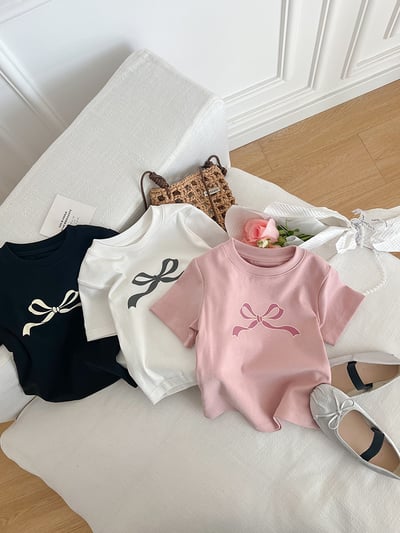 甜美蝴蝶結短袖T恤3