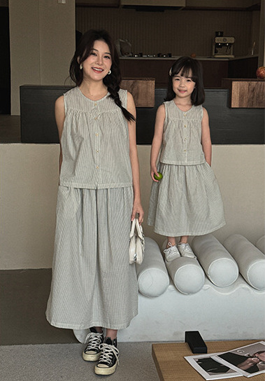 清新條紋親子套裝4