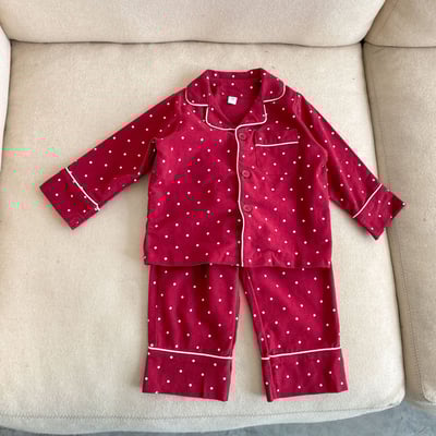 純棉波點長袖家居服5