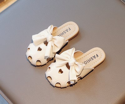 蝴蝶結簍空愛心涼拖鞋5