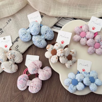 刺繡花朵蝴蝶結髮圈2