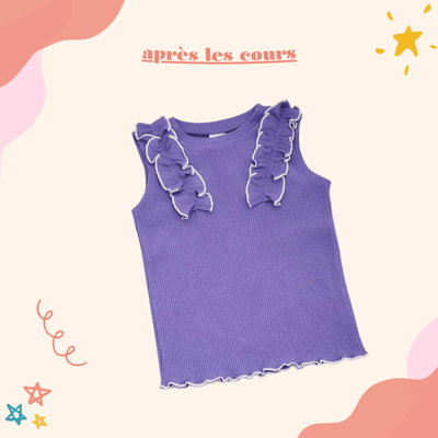 après les cours華夫格荷葉邊無袖上衣1