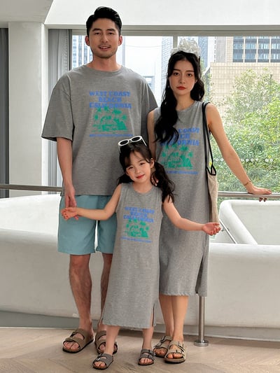 字母背心長裙T恤親子裝3