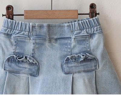 可愛壓褶牛仔短裙6